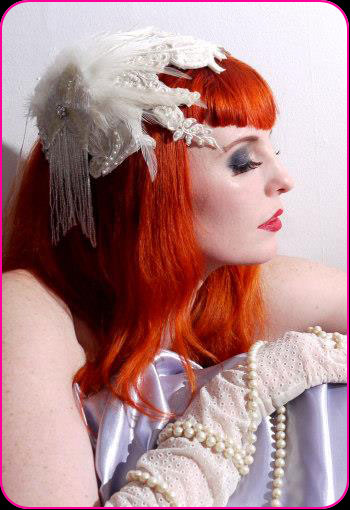 Bridal Beaded Skull Cap headwear by Bellapacella